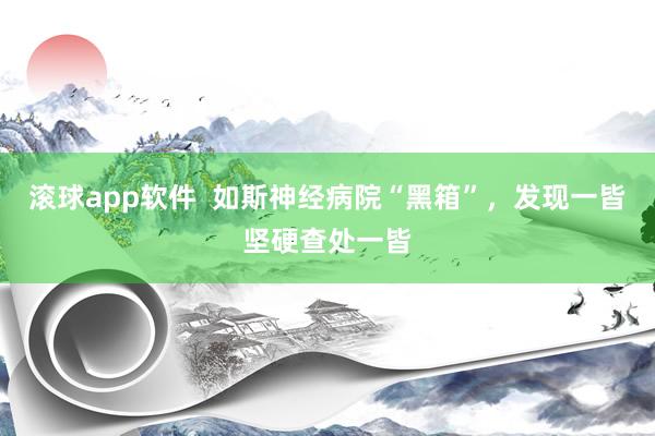滚球app软件  如斯神经病院“黑箱”，发现一皆坚硬查处一皆