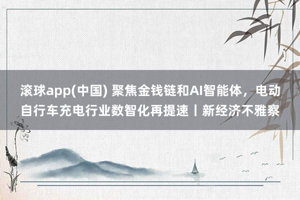 滚球app(中国) 聚焦金钱链和AI智能体，电动自行车充电行业数智化再提速丨新经济不雅察