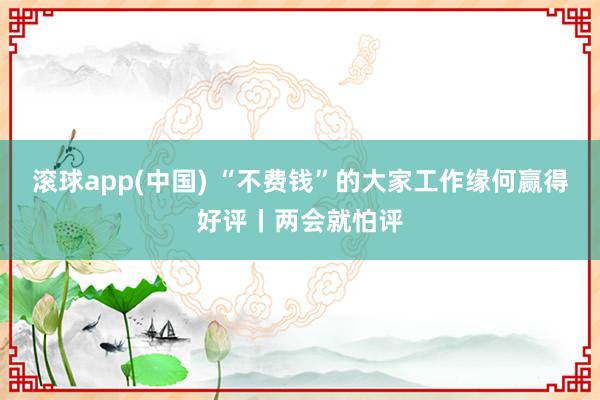 滚球app(中国) “不费钱”的大家工作缘何赢得好评丨两会就怕评