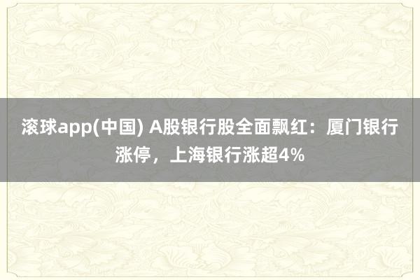 滚球app(中国) A股银行股全面飘红：厦门银行涨停，上海银行涨超4%