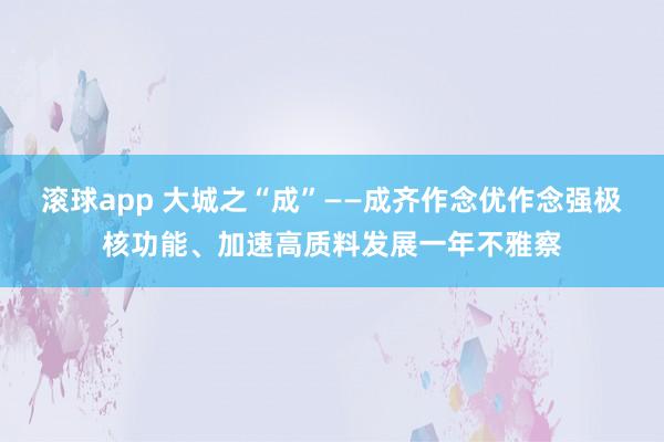 滚球app 大城之“成”——成齐作念优作念强极核功能、加速高质料发展一年不雅察