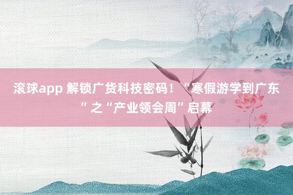 滚球app 解锁广货科技密码！“寒假游学到广东”之“产业领会周”启幕