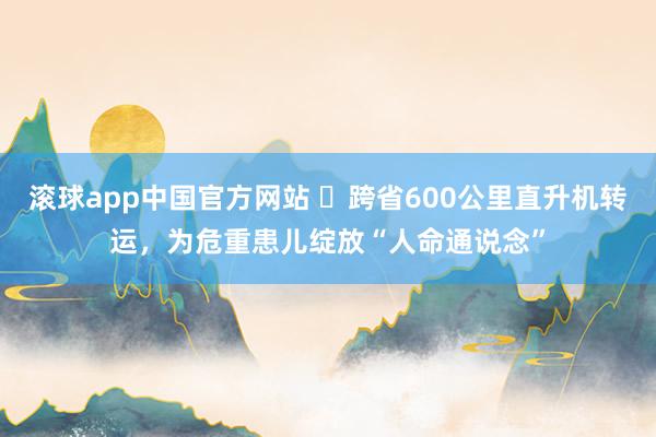 滚球app中国官方网站 ​跨省600公里直升机转运，为危重患儿绽放“人命通说念”