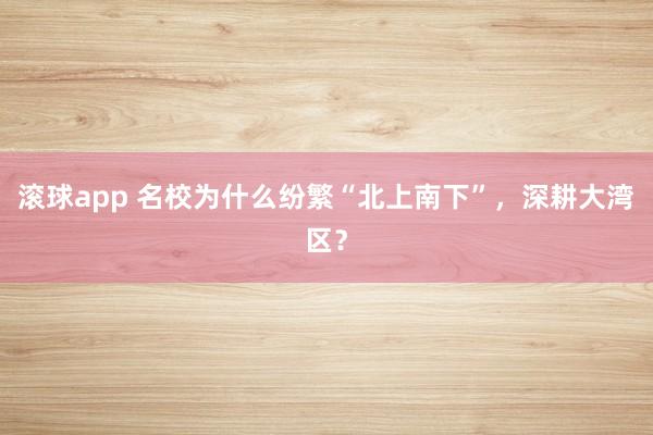 滚球app 名校为什么纷繁“北上南下”，深耕大湾区？