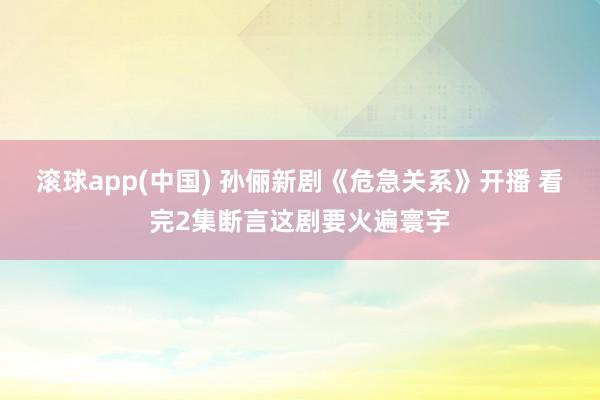 滚球app(中国) 孙俪新剧《危急关系》开播 看完2集断言这剧要火遍寰宇