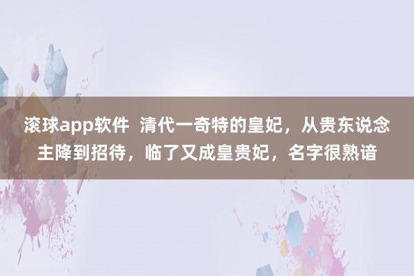 滚球app软件  清代一奇特的皇妃，从贵东说念主降到招待，临了又成皇贵妃，名字很熟谙