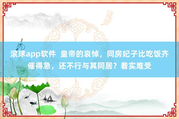 滚球app软件  皇帝的哀悼，同房妃子比吃饭齐催得急，还不行与其同居？着实难受