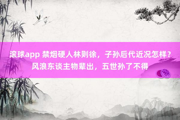 滚球app 禁烟硬人林则徐，子孙后代近况怎样？风浪东谈主物辈出，五世孙了不得