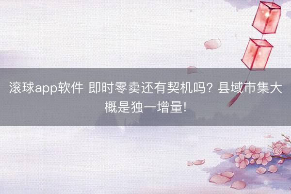 滚球app软件 即时零卖还有契机吗? 县域市集大概是独一增量!