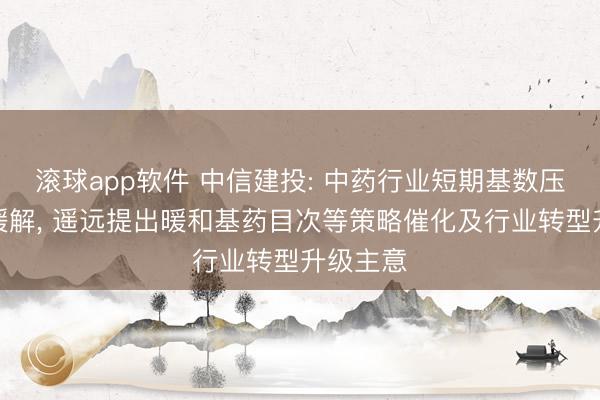 滚球app软件 中信建投: 中药行业短期基数压力有望缓解, 遥远提出暖和基药目次等策略催化及行业转型升级主意