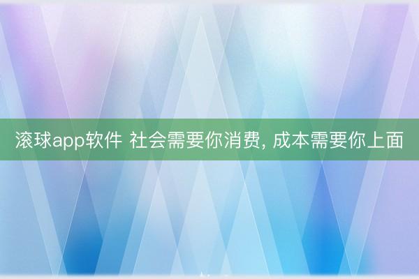 滚球app软件 社会需要你消费， 成本需要你上面