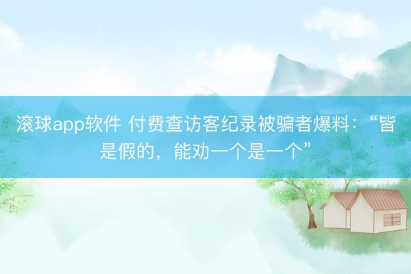 滚球app软件 付费查访客纪录被骗者爆料：“皆是假的，能劝一个是一个”