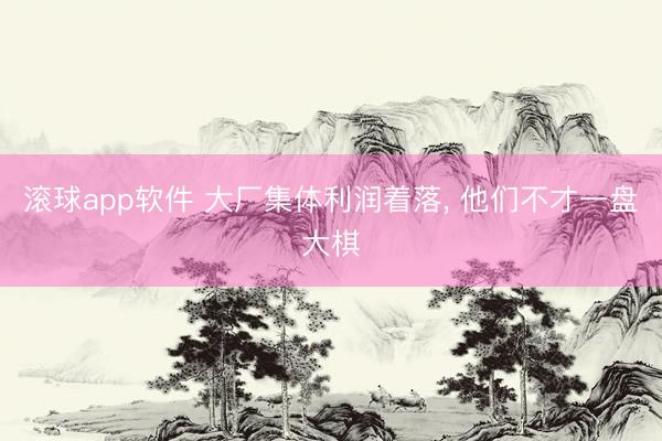 滚球app软件 大厂集体利润着落， 他们不才一盘大棋