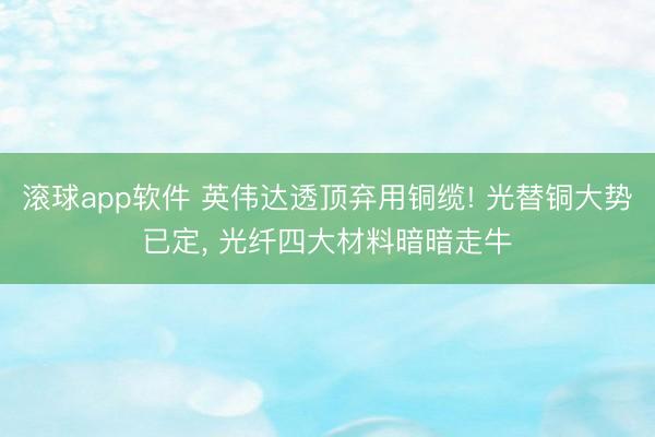 滚球app软件 英伟达透顶弃用铜缆! 光替铜大势已定， 光纤四大材料暗暗走牛