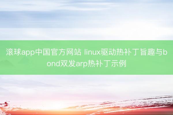 滚球app中国官方网站 linux驱动热补丁旨趣与bond双发arp热补丁示例
