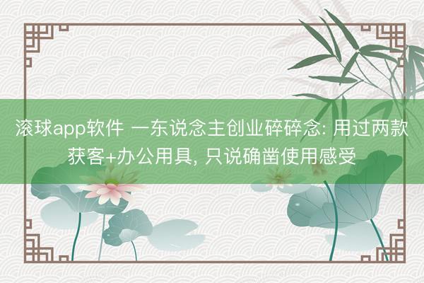 滚球app软件 一东说念主创业碎碎念: 用过两款获客+办公用具， 只说确凿使用感受