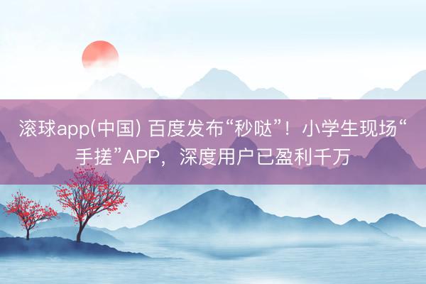 滚球app(中国) 百度发布“秒哒”！小学生现场“手搓”APP，深度用户已盈利千万