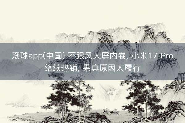 滚球app(中国) 不跟风大屏内卷， 小米17 Pro络续热销， 果真原因太履行