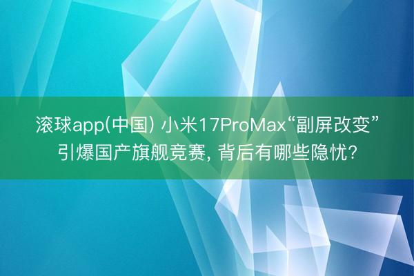 滚球app(中国) 小米17ProMax“副屏改变”引爆国产旗舰竞赛， 背后有哪些隐忧?