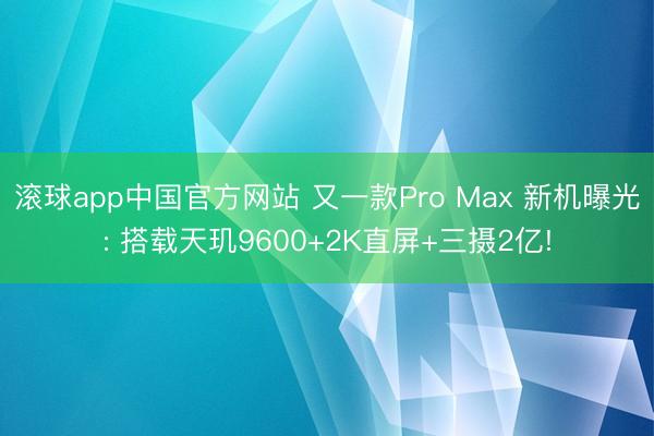 滚球app中国官方网站 又一款Pro Max 新机曝光: 搭载天玑9600+2K直屏+三摄2亿!