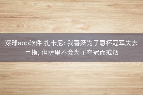 滚球app软件 扎卡尼: 我喜跃为了意杯冠军失去手指， 但萨里不会为了夺冠而戒烟