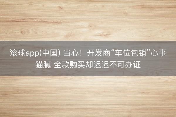 滚球app(中国) 当心！开发商“车位包销”心事猫腻 全款购买却迟迟不可办证