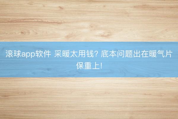 滚球app软件 采暖太用钱? 底本问题出在暖气片保重上!