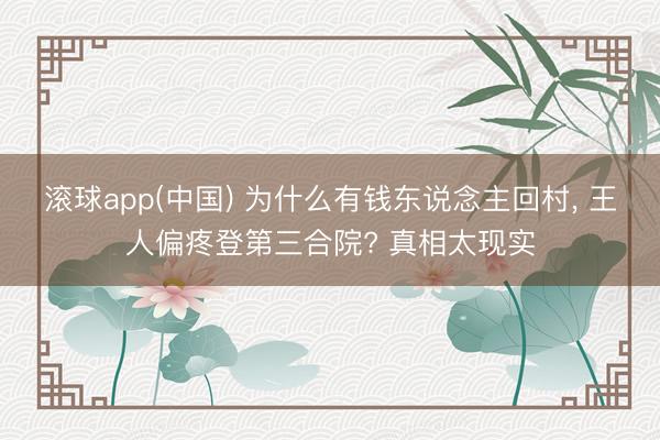 滚球app(中国) 为什么有钱东说念主回村， 王人偏疼登第三合院? 真相太现实