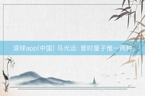 滚球app(中国) 马光远: 昔时屋子惟一两种