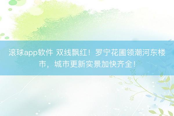 滚球app软件 双线飘红！罗宁花圃领潮河东楼市，城市更新实景加快齐全！