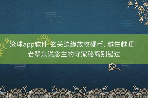 滚球app软件 玄关边缘放枚硬币， 越住越旺! 老辈东说念主的守家秘离别错过