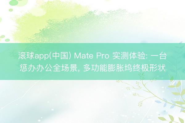 滚球app(中国) Mate Pro 实测体验: 一台惩办办公全场景， 多功能膨胀坞终极形状