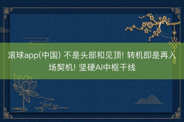 滚球app(中国) 不是头部和见顶! 转机即是再入场契机! 坚硬AI中枢干线