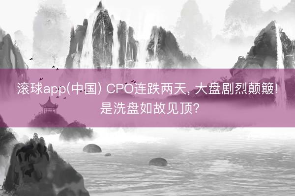 滚球app(中国) CPO连跌两天， 大盘剧烈颠簸! 是洗盘如故见顶?