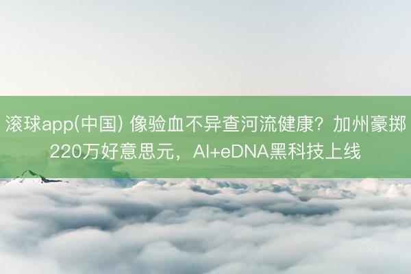 滚球app(中国) 像验血不异查河流健康？加州豪掷220万好意思元，AI+eDNA黑科技上线