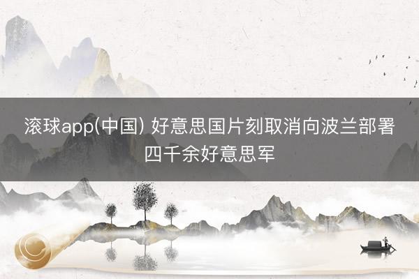 滚球app(中国) 好意思国片刻取消向波兰部署四千余好意思军