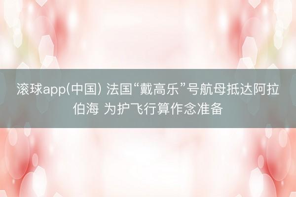 滚球app(中国) 法国“戴高乐”号航母抵达阿拉伯海 为护飞行算作念准备