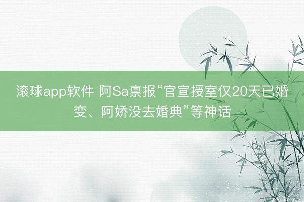 滚球app软件 阿Sa禀报“官宣授室仅20天已婚变、阿娇没去婚典”等神话