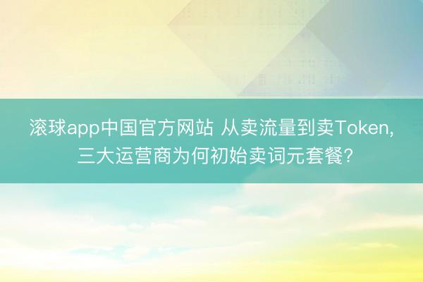 滚球app中国官方网站 从卖流量到卖Token， 三大运营商为何初始卖词元套餐?