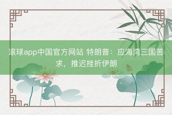 滚球app中国官方网站 特朗普：应海湾三国苦求，推迟挫折伊朗