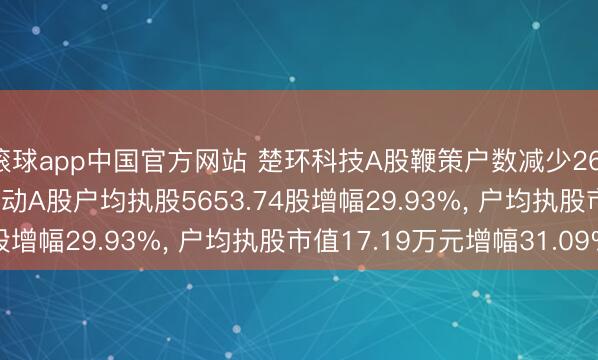 滚球app中国官方网站 楚环科技A股鞭策户数减少2611户降幅23.03%, 运动A股户均执股5653.74股增幅29.93%, 户均执股市值17.19万元增幅31.09%