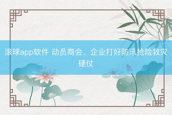 滚球app软件 动员商会、企业打好防汛抢险救灾硬仗