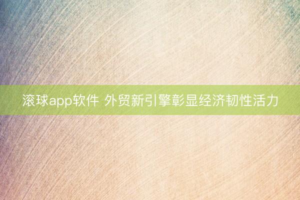 滚球app软件 外贸新引擎彰显经济韧性活力