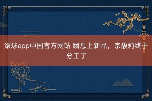 滚球app中国官方网站 瞬息上新品，宗馥莉终于分工了