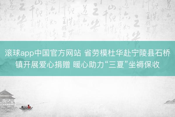 滚球app中国官方网站 省劳模杜华赴宁陵县石桥镇开展爱心捐赠 暖心助力“三夏”坐褥保收