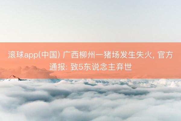 滚球app(中国) 广西柳州一猪场发生失火， 官方通报: 致5东说念主弃世