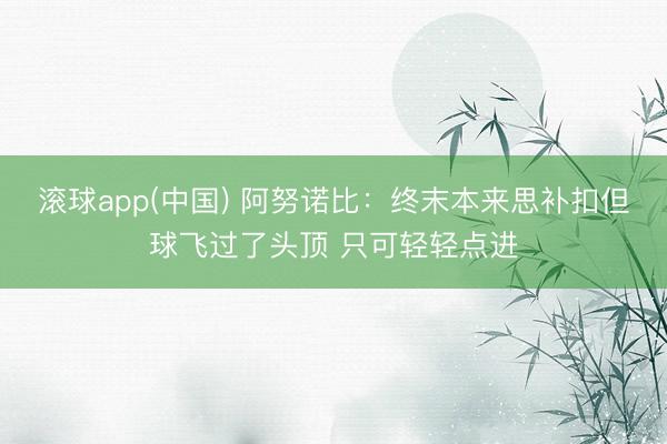 滚球app(中国) 阿努诺比：终末本来思补扣但球飞过了头顶 只可轻轻点进