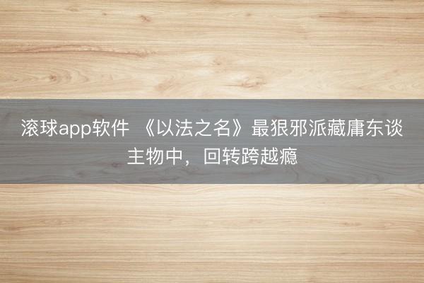 滚球app软件 《以法之名》最狠邪派藏庸东谈主物中，回转跨越瘾