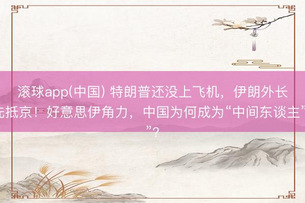 滚球app(中国) 特朗普还没上飞机，伊朗外长先抵京！好意思伊角力，中国为何成为“中间东谈主”？