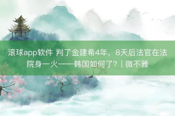 滚球app软件 判了金建希4年，8天后法官在法院身一火——韩国如何了？| 微不雅